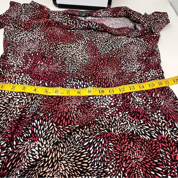 The Limited Off Shoulder Handkerchief Hem Midi Dress L Mauve White Black Print - Picture 9 of 16